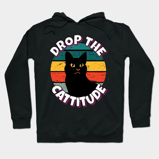 Crop The Cattitude Black Cat Hoodie by RockReflections